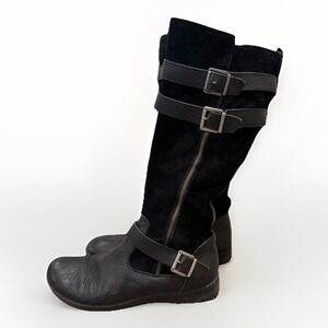 Born BOC Tycho Black Leather Suede Riding Boots Buckle Knee- High 11M
